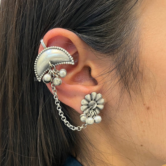 “Chanda” Silver Look Alike Oxidised Earcuff
