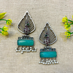 Turquoise stone peacock shaped earrings Turquoise stone peacock shaped earrings