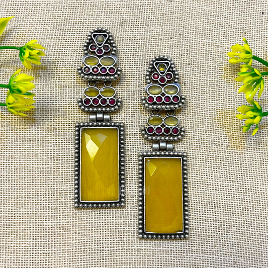 "Kashti" Silver Look Alike Stone Earrings
