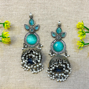 turquoise Statement oidised earrings turquoise Statement oidised earrings