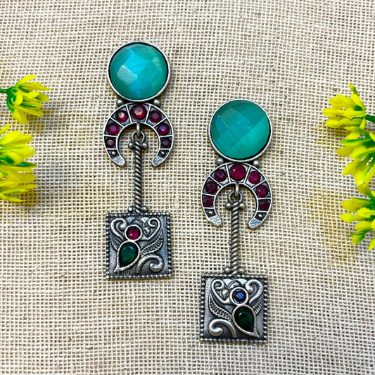 "Stone" Silver Look Alike Earrings