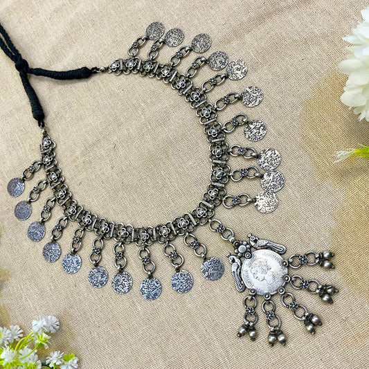 "Solstice" Silver Look Alike Oxidized Necklace
