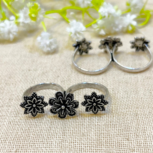 "Double"Silver Look Alike Oxidized Ring