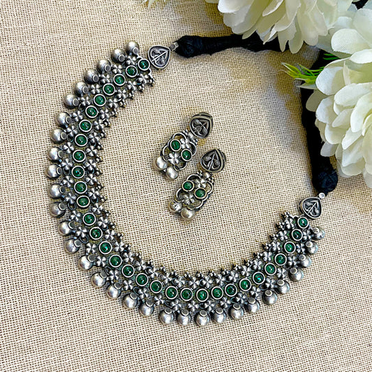 "Tanmay" Silver Look Alike Oxidized Choker