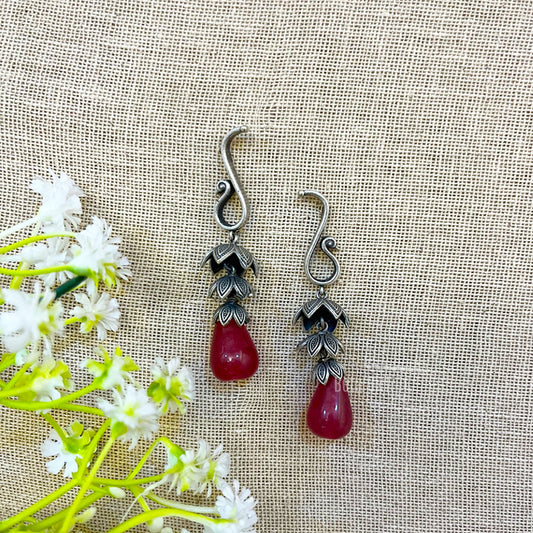 "Pearl" Silver Look Alike Stone Earrings