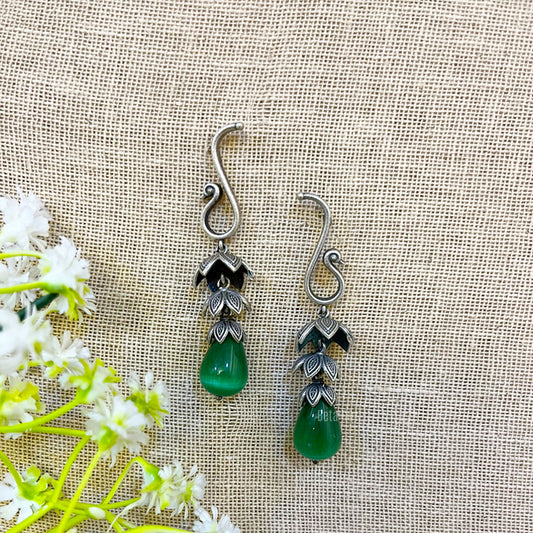 "Pearl" Silver Look Alike Stone Earrings