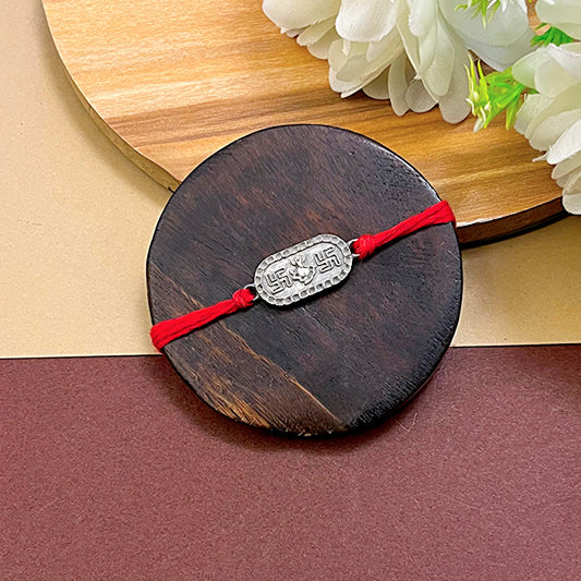 "Swastik" Silver Look Alike Oxidised Rakhi