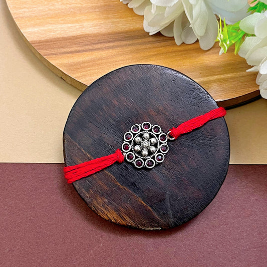 "Sathiya" Silver Look Alike Oxidized Rakhi