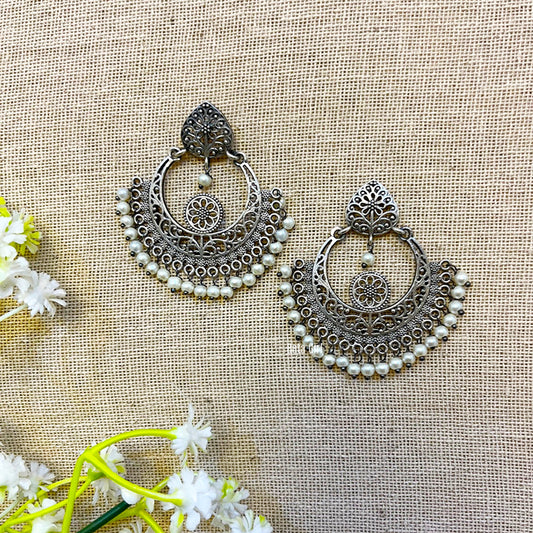"Kanchan" Silver Look Alike Oxidized Earring