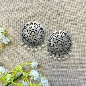 "Circ" Silver Look Alike Oxidized Earring "Circ" Silver Look Alike Oxidized Earring