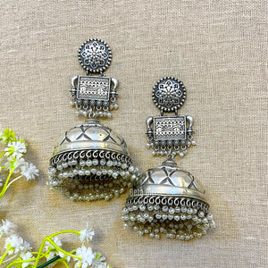 "Bombjumka" Silver Look Alike Oxidized Earring "Bombjumka" Silver Look Alike Oxidized Earring