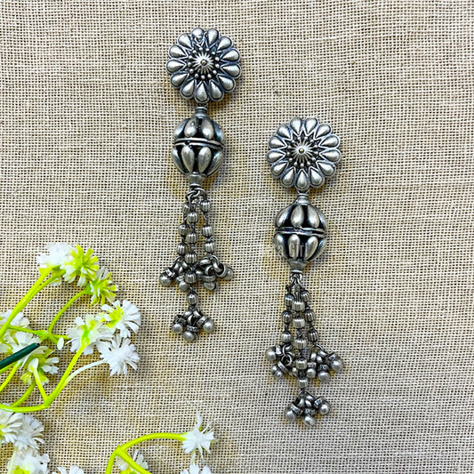 "Chimes" Silver Look Alike Oxidized Earring