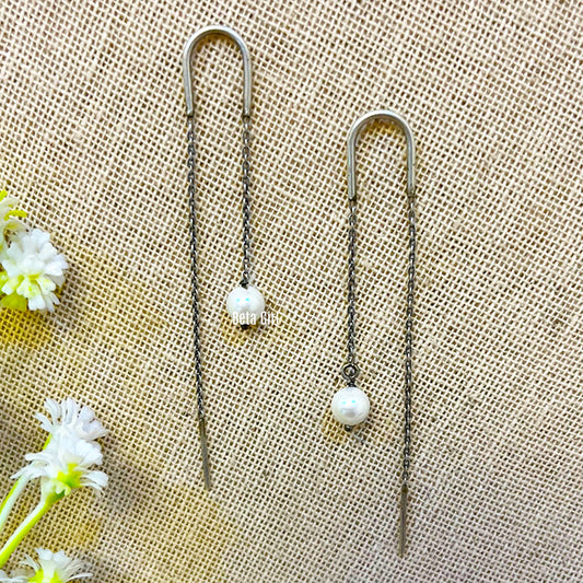 "Shear" Silver Look Alike Oxidized Earring