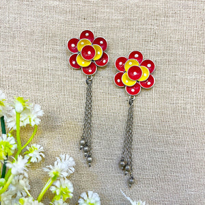 Flower Printed Oxidised Earring Flower Printed Oxidised Earring
