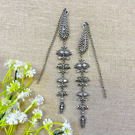 "Liora" Silver Look Alike Oxidized Earring