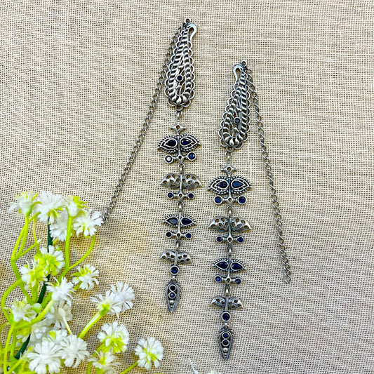 "Liora" Silver Look Alike Oxidized Earring