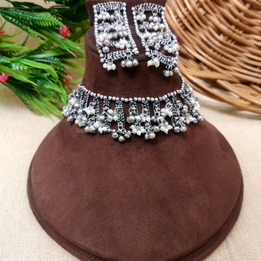 "Ghughroo" silver choker Silver Look Alike Choker