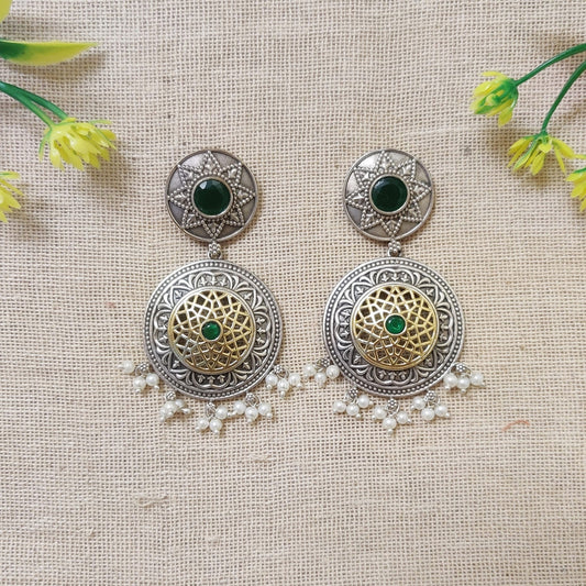 "Reverie" Silver Look Alike Dual Tone Earrings