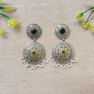 "Reverie" Silver Look Alike Dual Tone Earrings "Reverie" Silver Look Alike Dual Tone Earrings