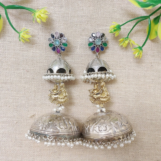"Rakrit" Silver Look Alike Dual Tone Earrings