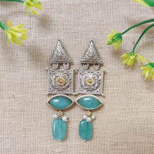 "Divaki" Silver Look Alike Dual Tone Earrings "Divaki" Silver Look Alike Dual Tone Earrings