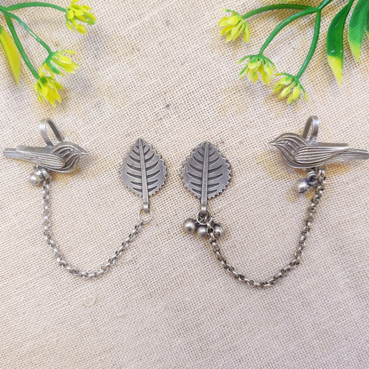 Bird earcuff with chain