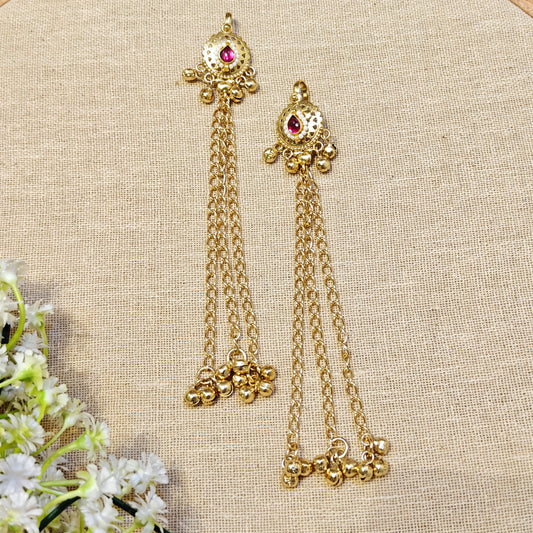 Golden Chain Earuff With Ghungroo