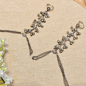 Ghungroo Oxidised Haath Phool Bracelet Ghungroo Oxidised Haath Phool Bracelet