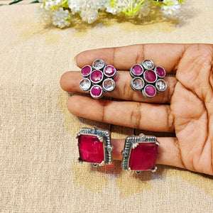 Pink stone earcuff for garba Pink stone earcuff for garba