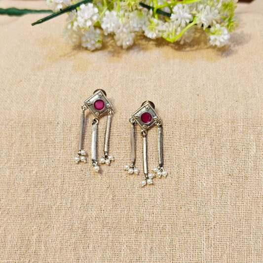 "Naayra"Silver Look Alike Stone Earring