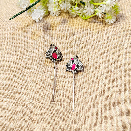 "Peacock"Silver Look Alike Arrow Earcuff