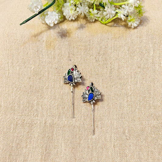 "Peacock"Silver Look Alike Arrow Earcuff