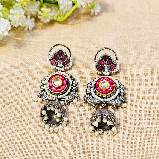 "Nova"Silver Look Alike Stone Earrings