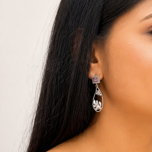"Kiarra"Silver Look Alike Stone Earring