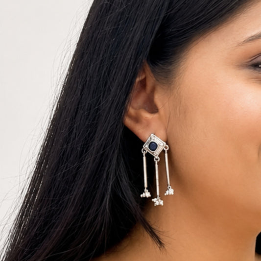 "Naayra"Silver Look Alike Stone Earring