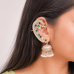Dual Tone Peacock Earcuffs for Women Dual Tone Peacock Earcuffs for Women