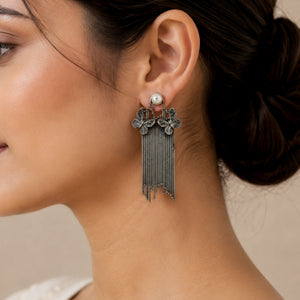 "Crystal" Silver Look Alike Oxidized Earring "Crystal" Silver Look Alike Oxidized Earring