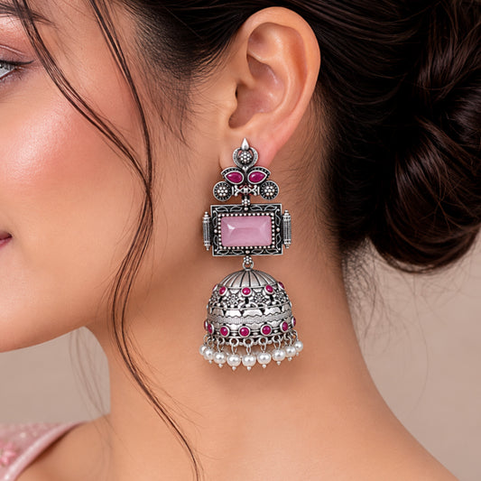 "Charm" Silver Look Alike Oxidised Earring