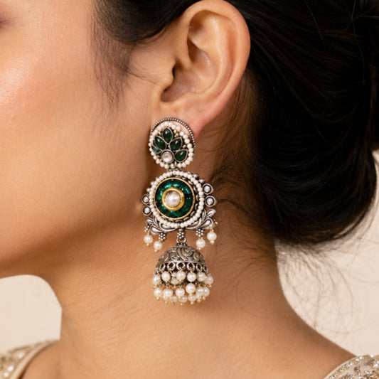 "Nova"Silver Look Alike Stone Earrings