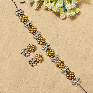 "Indo"Silver Look Alike Dual Tone Choker "Indo"Silver Look Alike Dual Tone Choker