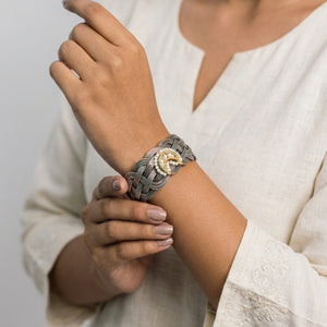 "Spiral" Kundan Silver Look Alike Oxidised Bracelet "Spiral" Kundan Silver Look Alike Oxidised Bracelet