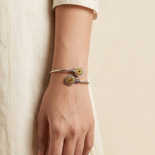 "Starika" Silver Look Alike Dual Tone Bracelet