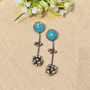 "Opal"Silver Look Alike Stone Earring "Opal"Silver Look Alike Stone Earring