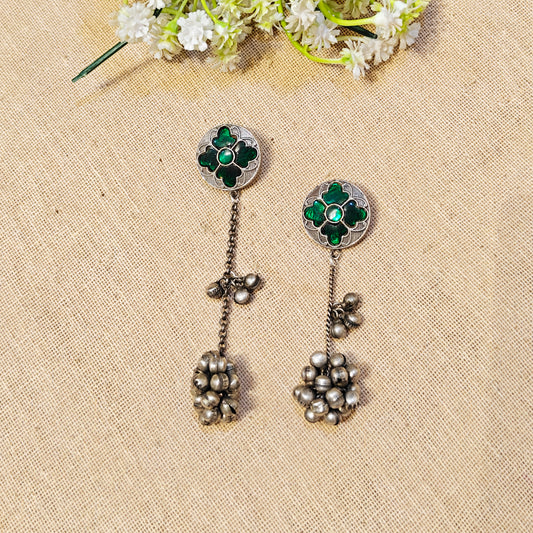 "Opal"Silver Look Alike Stone Earring