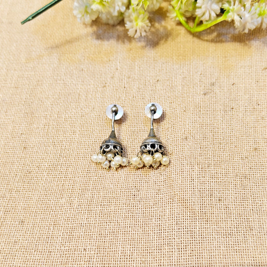 "Nysa"Silver Look Alike Oxidized Earrings