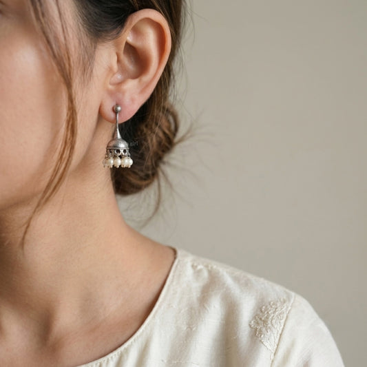 "Nysa"Silver Look Alike Oxidized Earrings