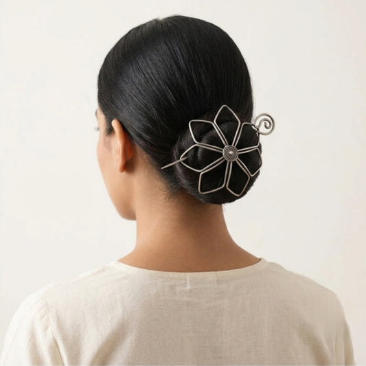 "Glam" Silver Look Alike Oxidized Hair Bun
