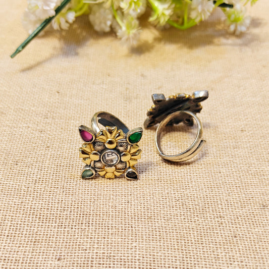 "Dazzle"Silver Look Alike Oxidized Ring