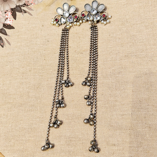 "Ayla"Silver Look Alike Oxidized Earrings