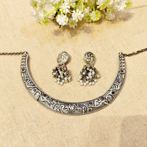 "Velvet"Silver Look Alike Oxidized Choker "Velvet"Silver Look Alike Oxidized Choker